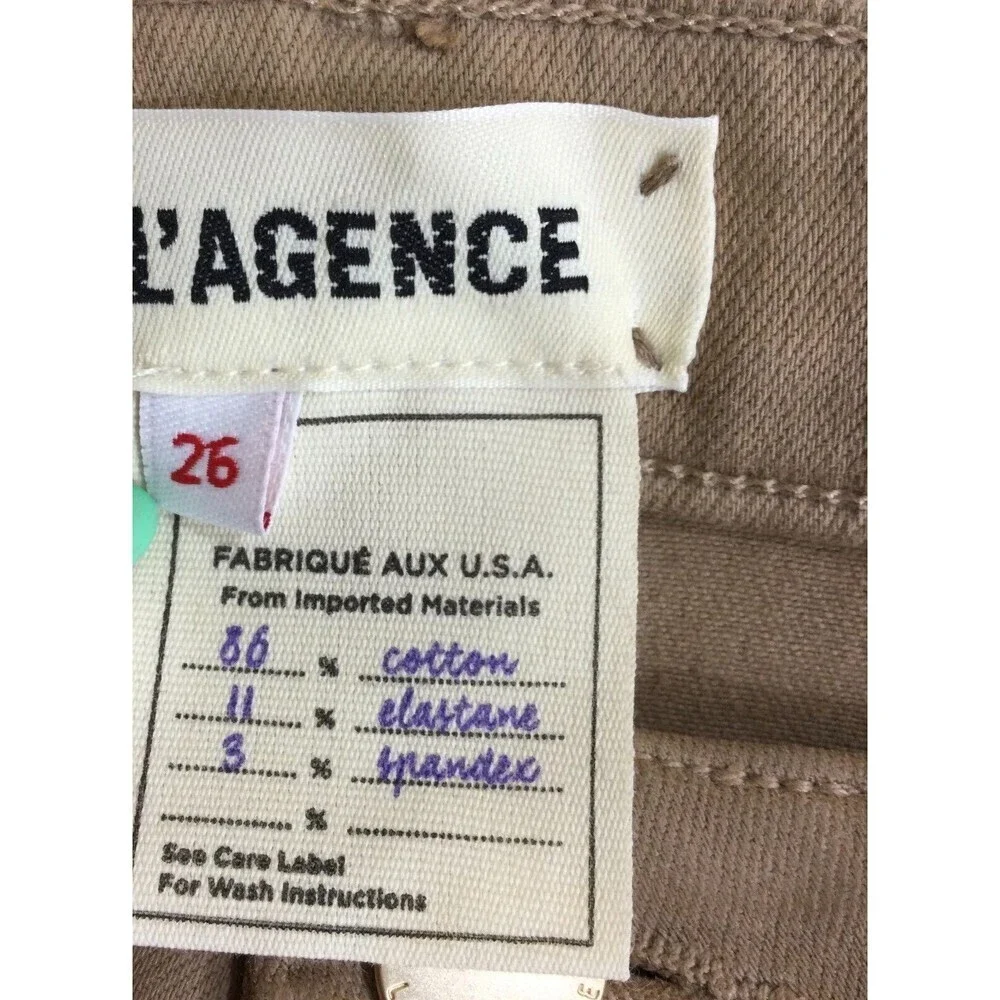 L'agence Womens Sabine Skinny  Maigre Cappuccino Coated Zip Ankle Jeans Brown 26